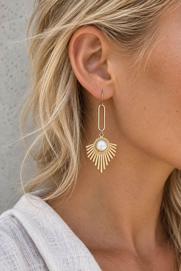 Twigg Delphi Gem Earrings Blush Gold