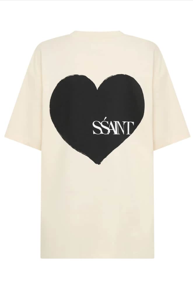 SSAINT Heart Tee Black Cream 4