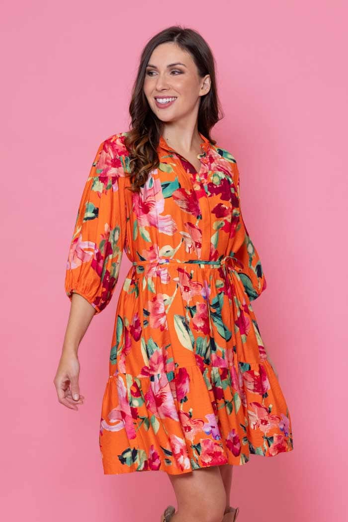 Gabriel Shirt Dress Orange Floral 2