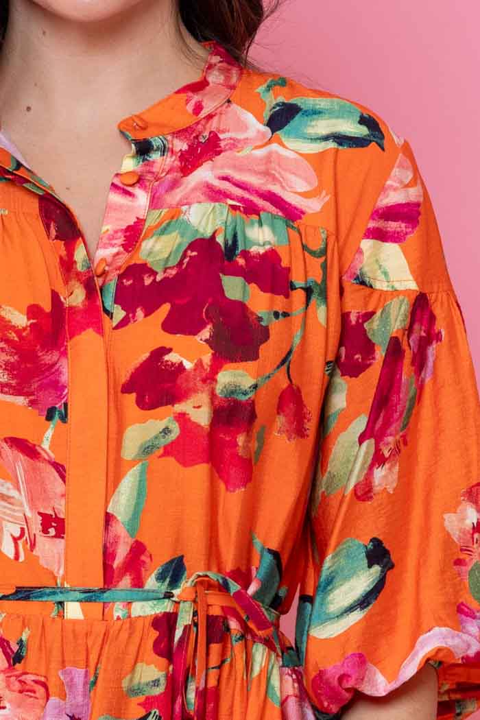 Gabriel Shirt Dress Orange Floral 4