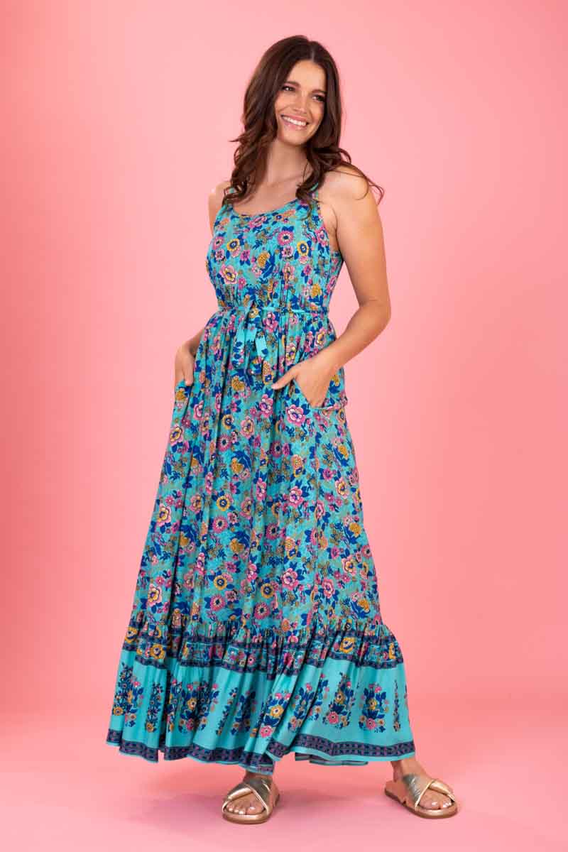 teal floral maxi dress plus size