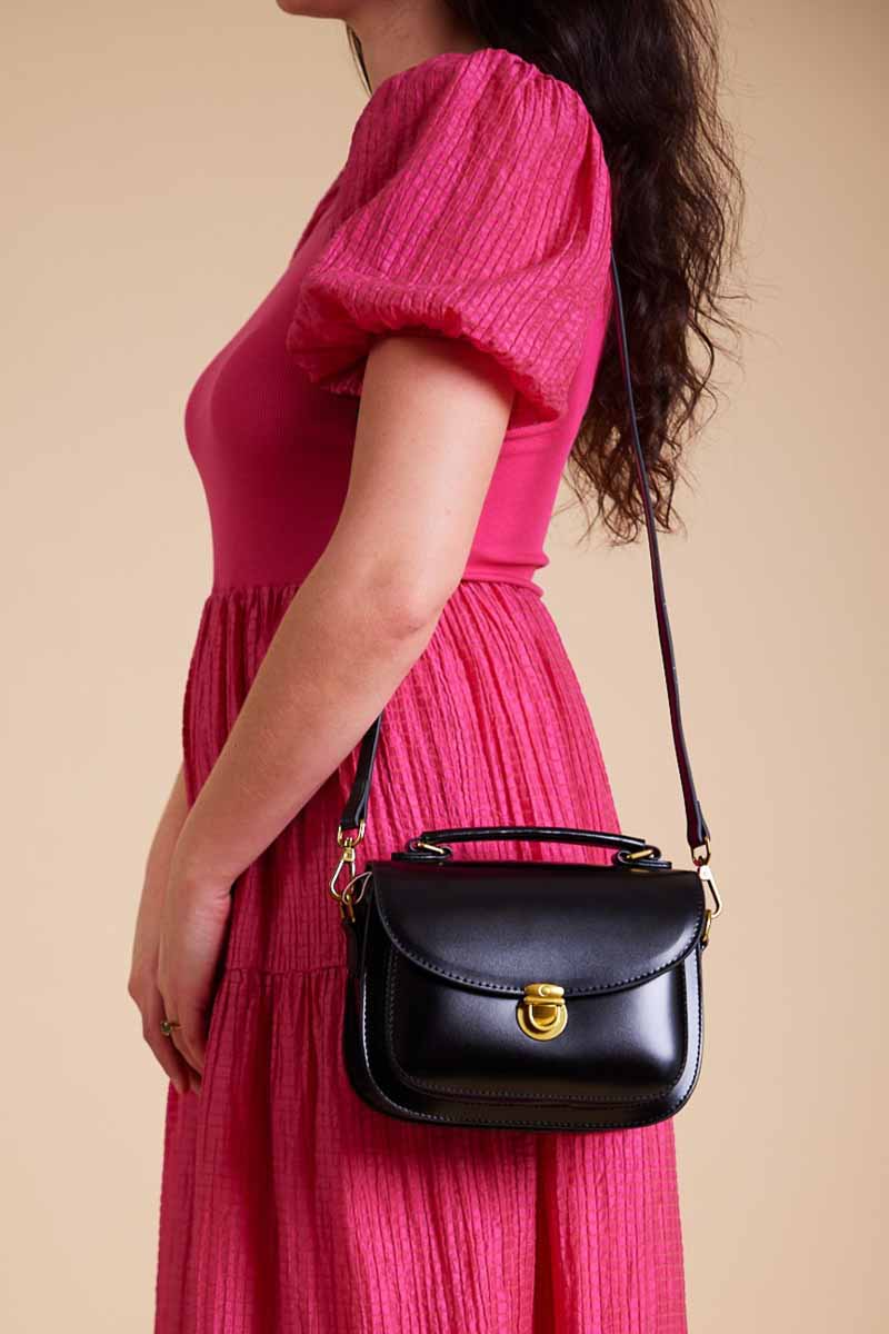 black handbag bag leather