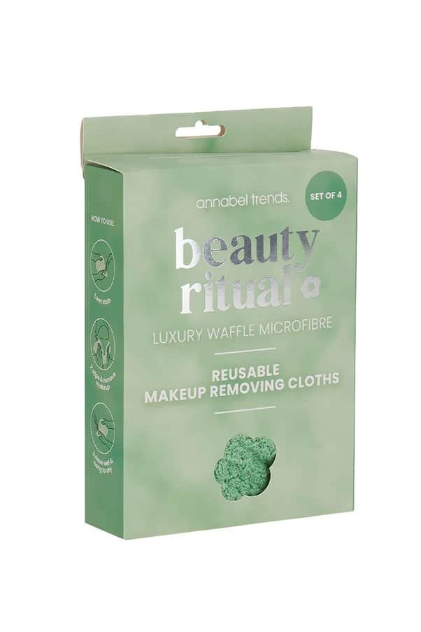 Annabel Trends Beauty Ritual Luxury Waffle Makeup Removing Cloths S/4 Moss