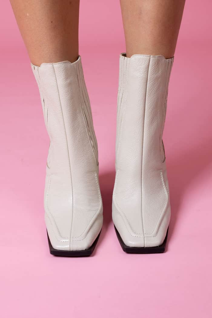 White Heeled Leather Ankle Boot