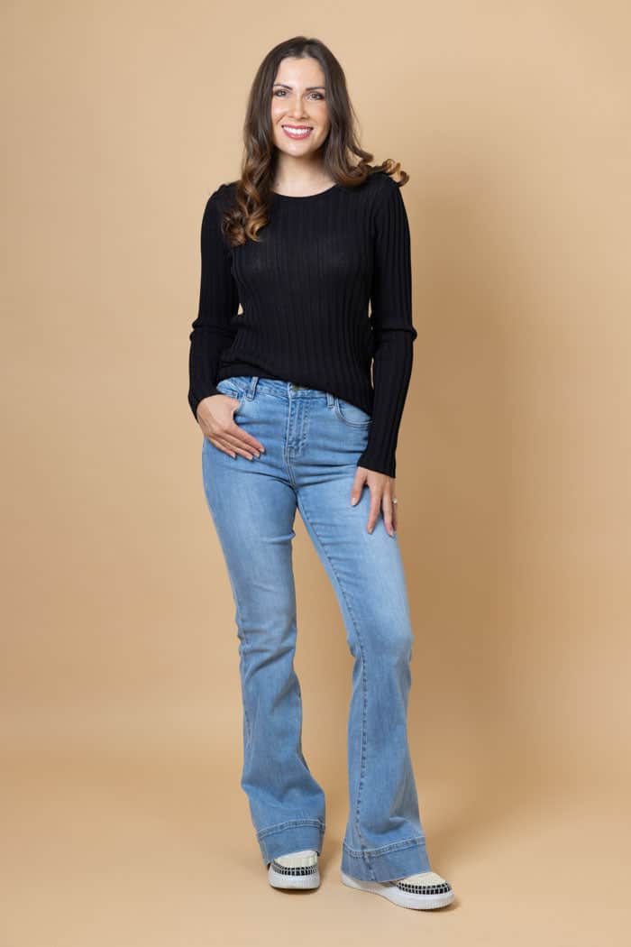 light blue bootcut jeans