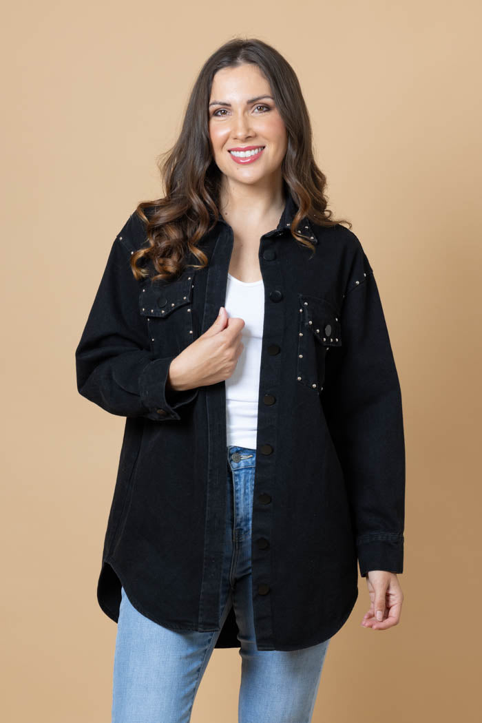 black studded denim jacket