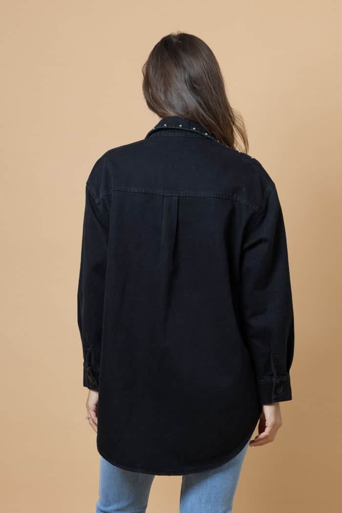 Heidi Black Stud Denim Shacket 3