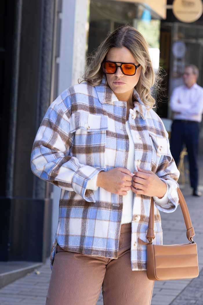 Holly Shacket Baby Blue Tartan 2