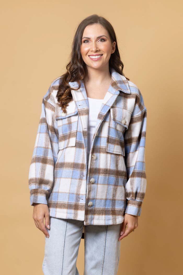 blue tartan shacket