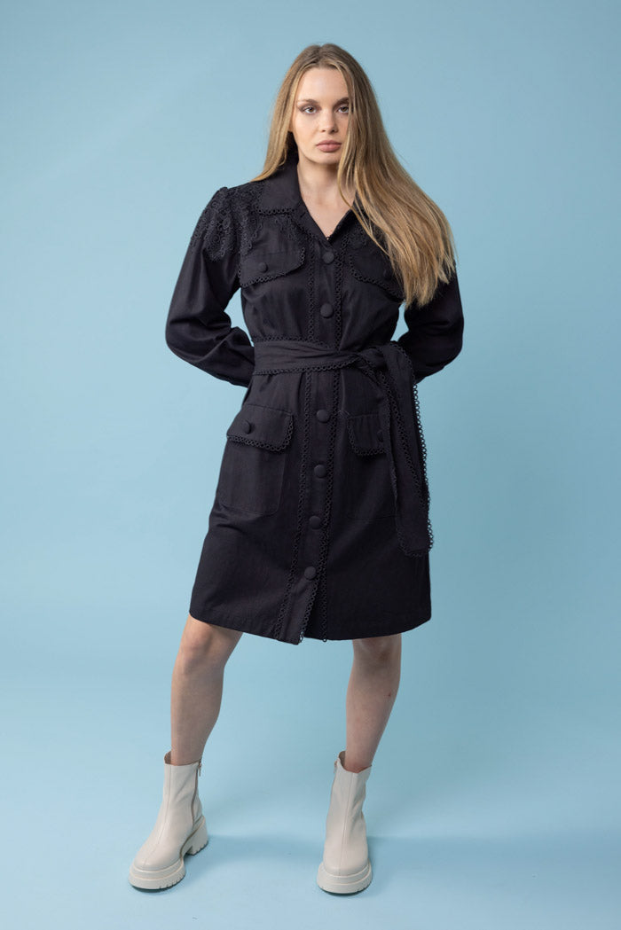 black shirt mini dress