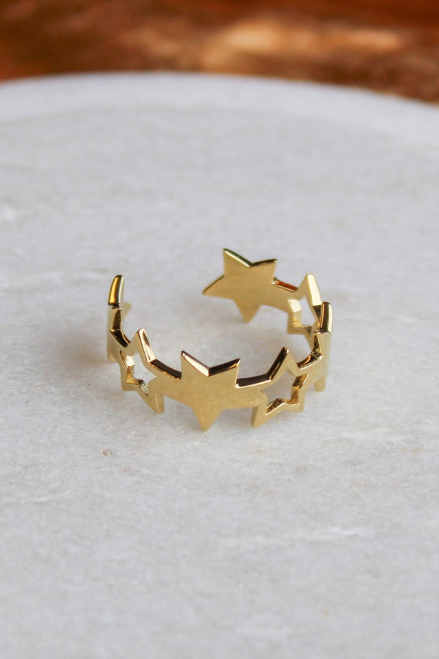 adjustable ring of gold stars