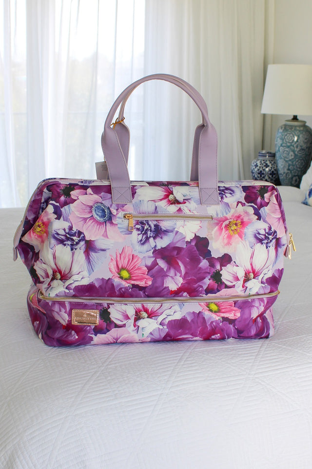 Lilac floral travel bag