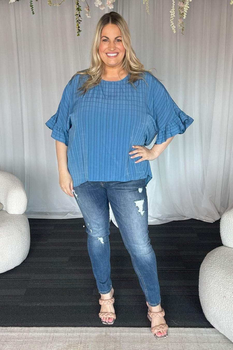 plus size blue top