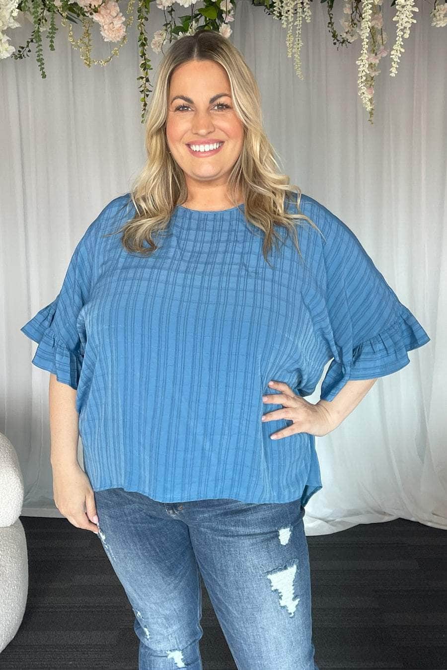 plus size blue top