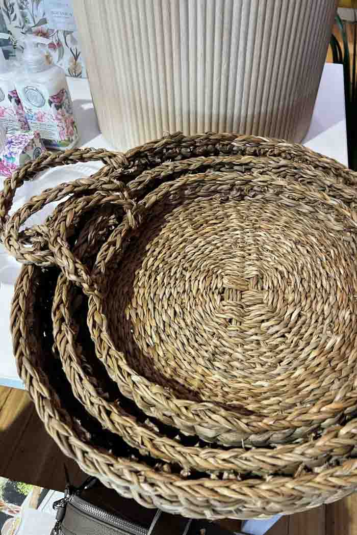 Le Forge Sea Grass/Hyacinth Trays s/3 Natural 2