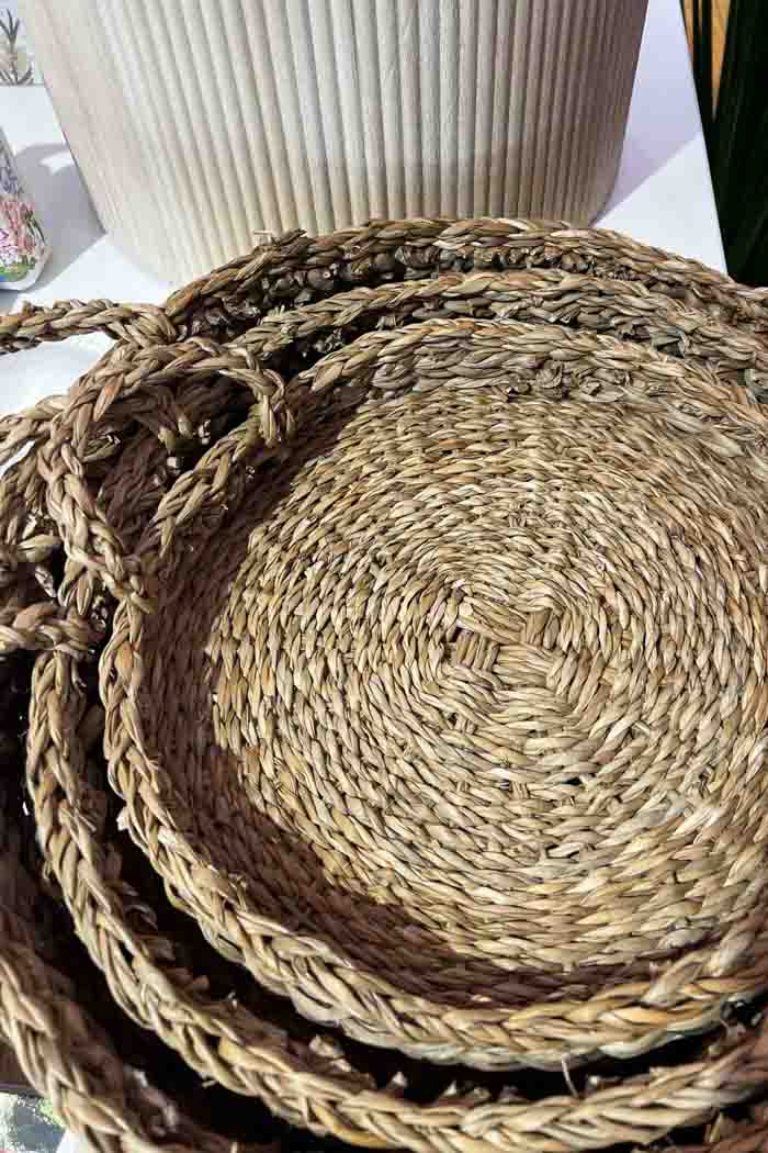 Le Forge Sea Grass/Hyacinth Trays s/3 Natural 3