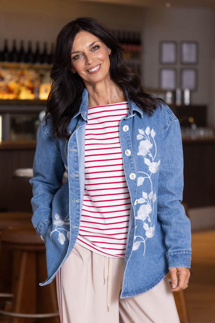 Ruby Denim Shirt Floral Blue 2