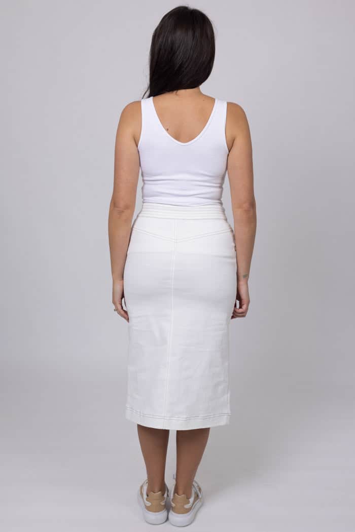 Claire Denim Midi Skirt White 3