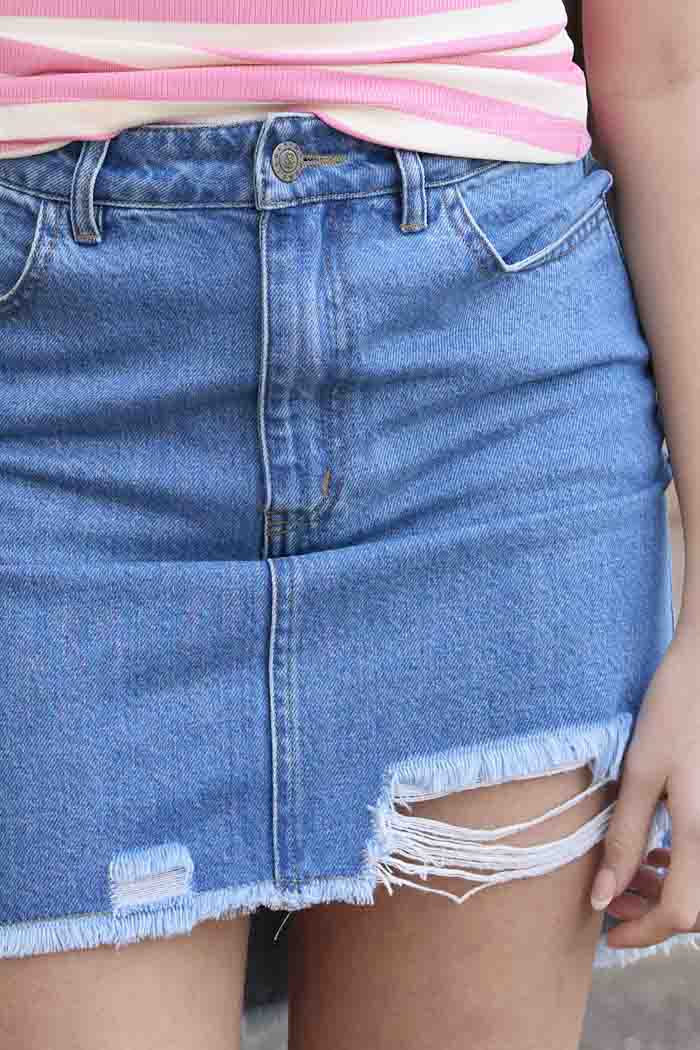 Bianca Denim Frayed Mini Skirt 5