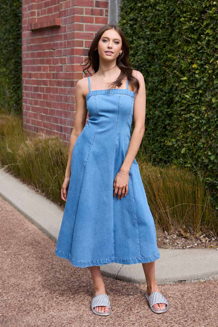 Denim midi dress