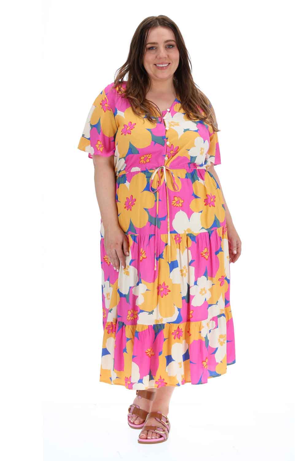 pink floral maxi dress plus size