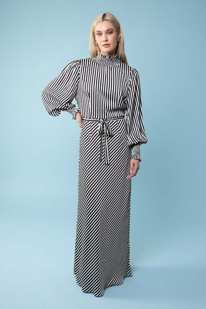 black striped maxi dress