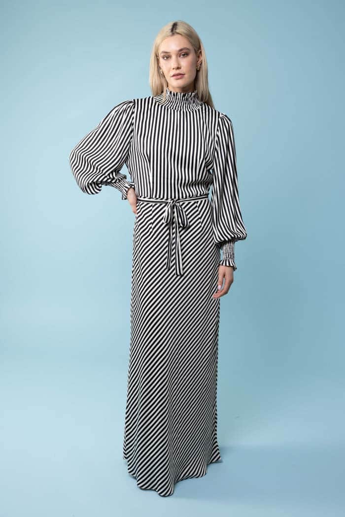 black striped maxi dress