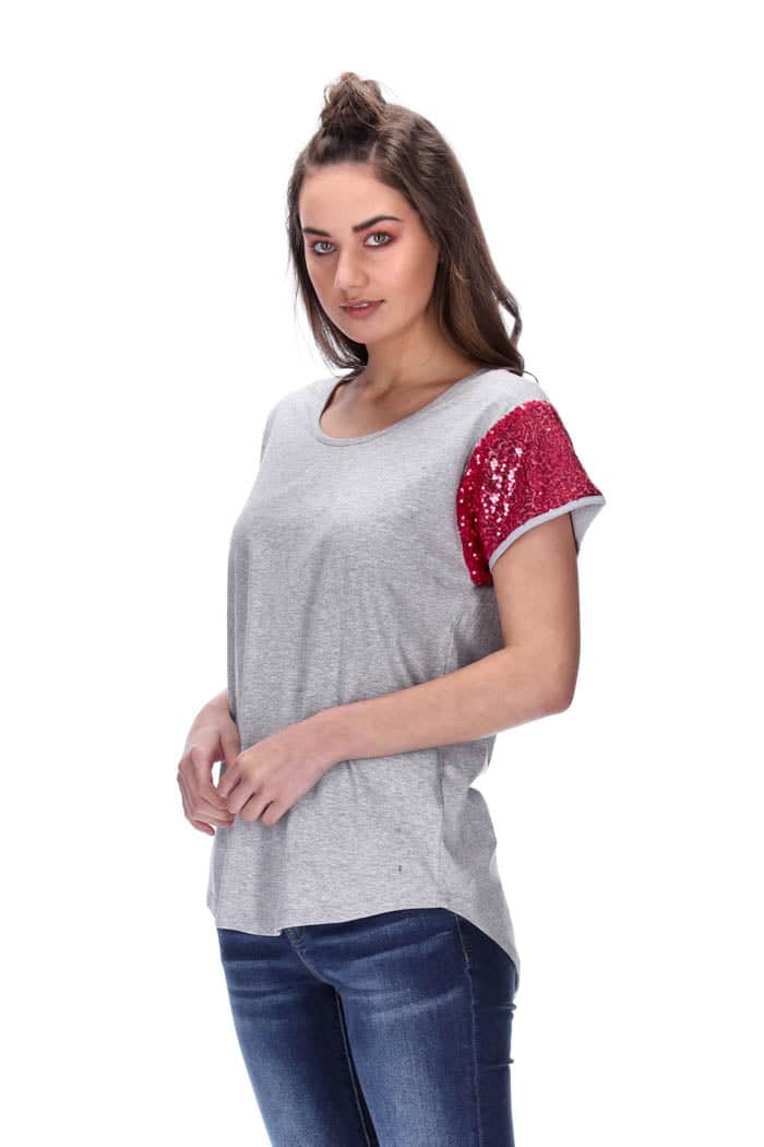 Kali Tee Grey/Dark Pink 3