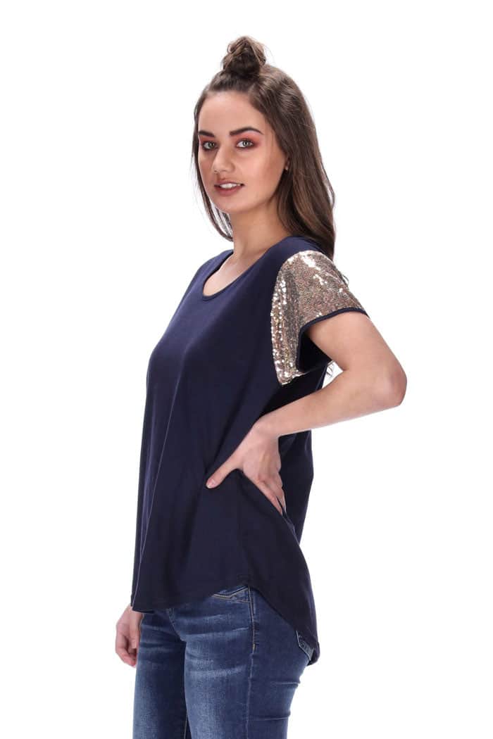 Kali Tee Navy/Rose Gold 3