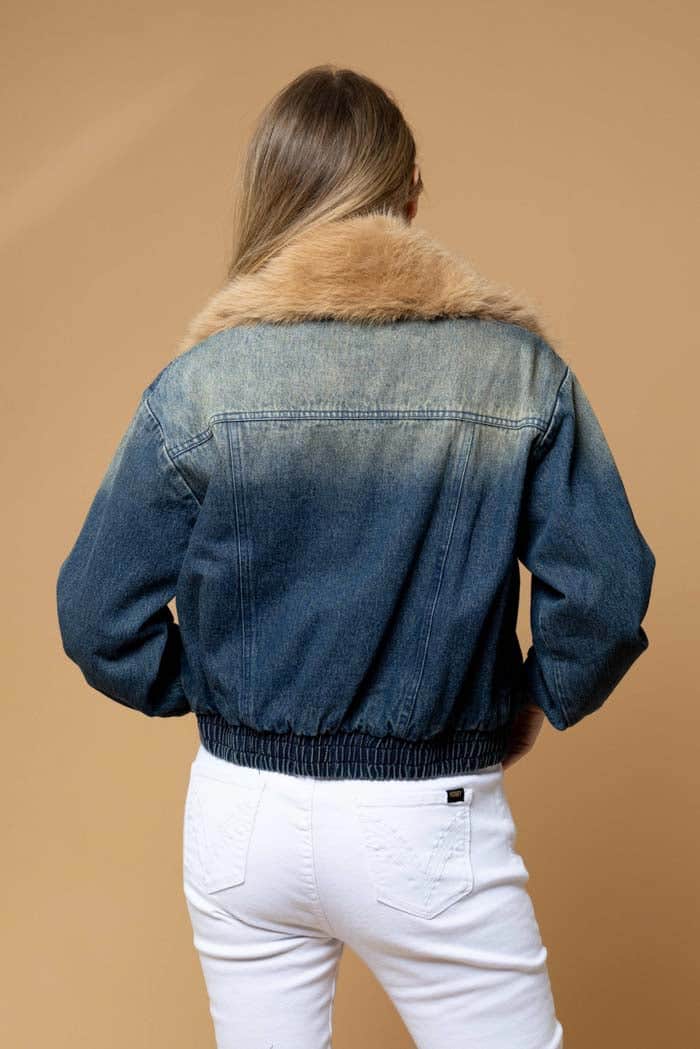 Kim Denim Jacket Fur Collar 4