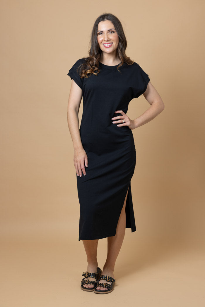 casual black t-shirt dress