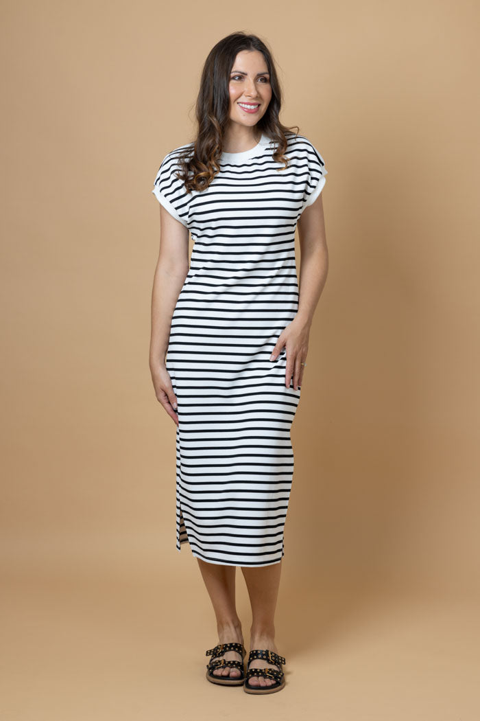 white striped t-shirt dress