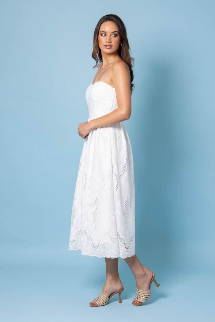 Lani Bodice Lace Dress White 2