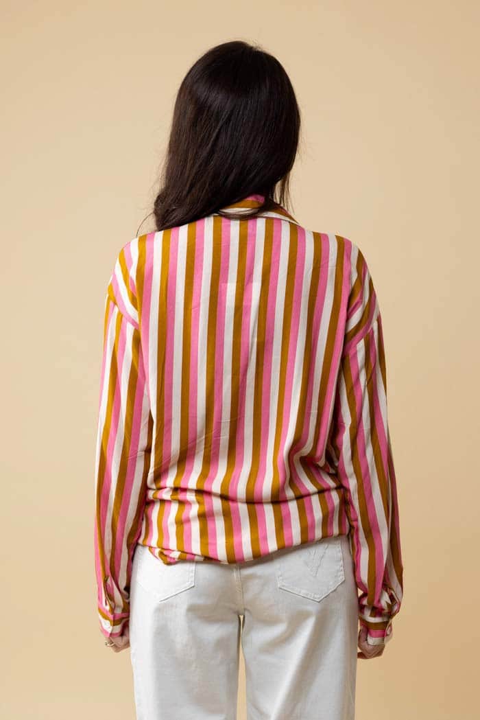 Letitia Striped Shirt Pink Tan 3