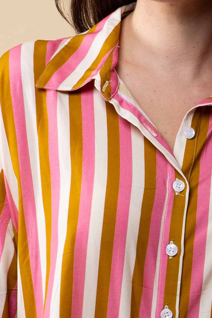 Letitia Striped Shirt Pink Tan 4
