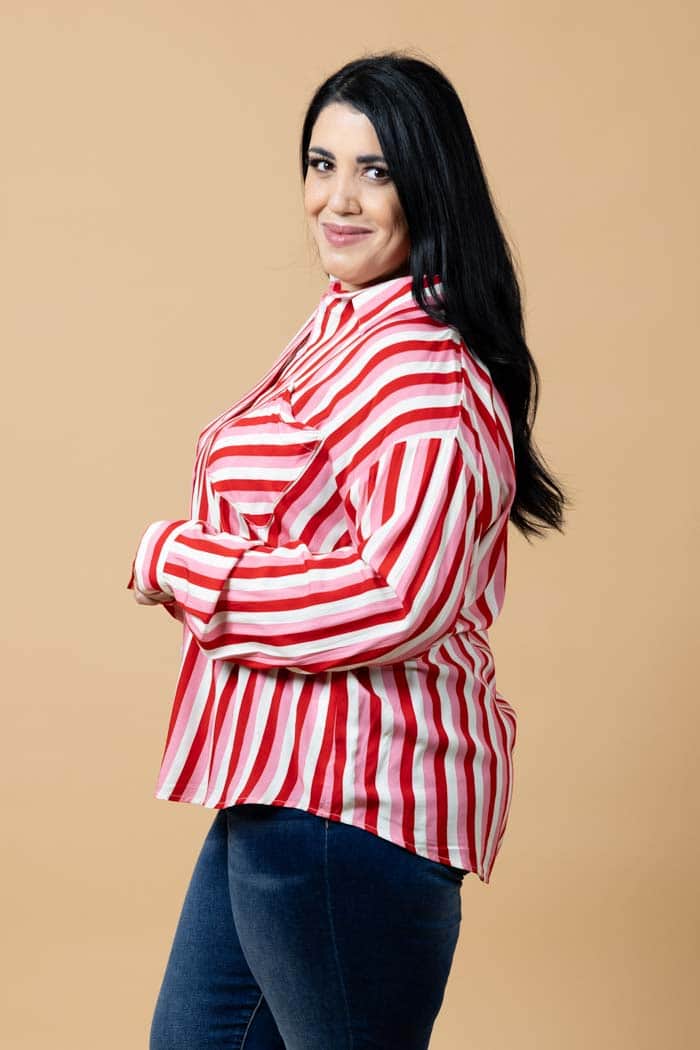 Letitia Striped Shirt Pink Red 6