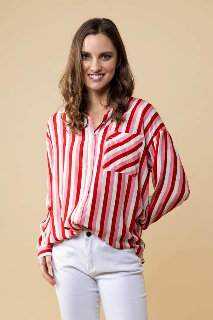 Letitia Striped Shirt Pink Red 3