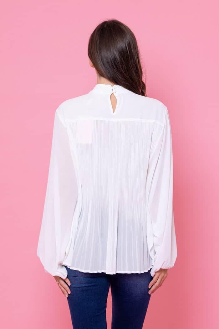 Lulu Pleated Blouse Off White 4