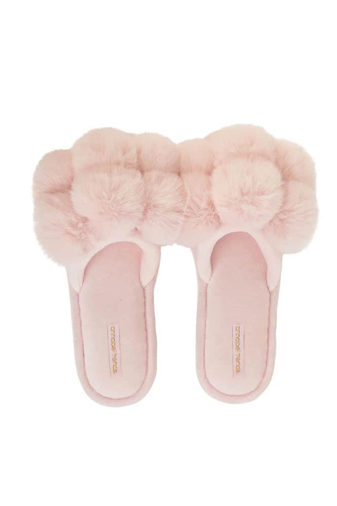 Annabel Trends Cosy Luxe Slippers Pom Pom S/M Pink Quartz 2