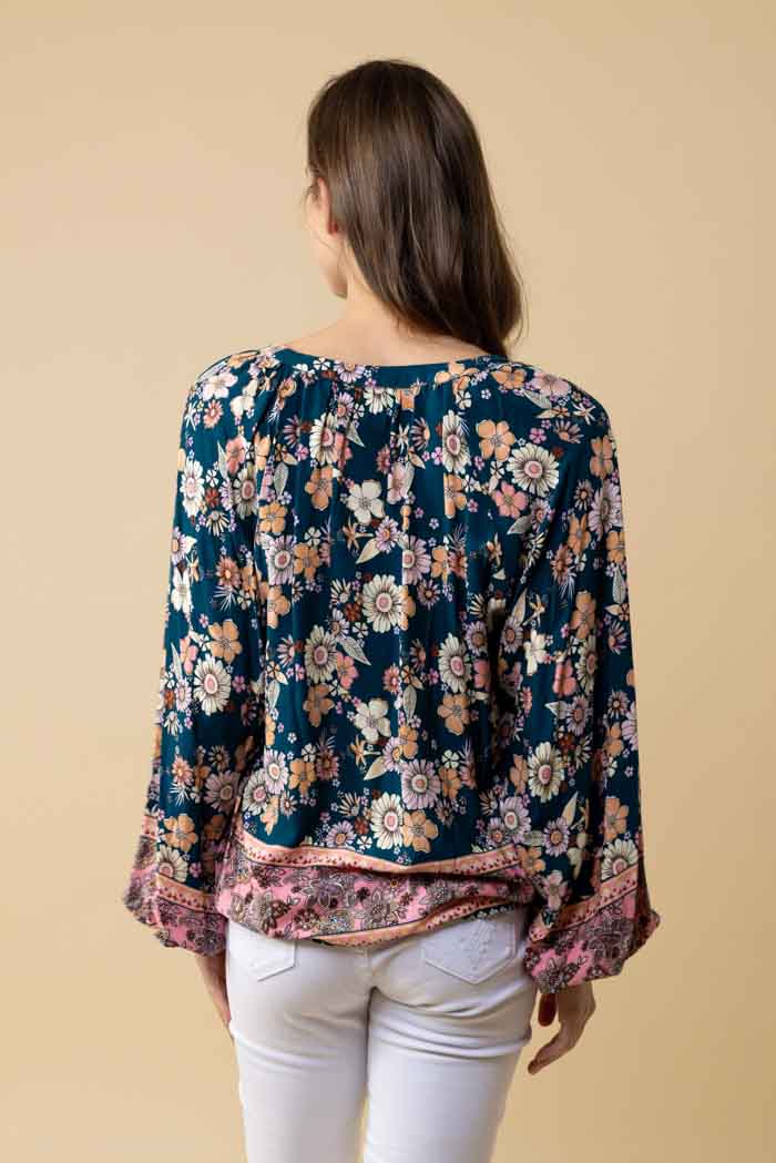 Lydia Blouse Teal Floral 4