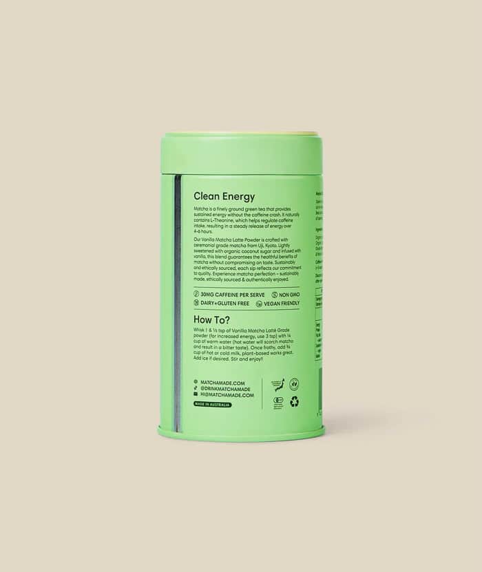 Morning Made Matcha Latte Tin 60 Serves Vanilla 4