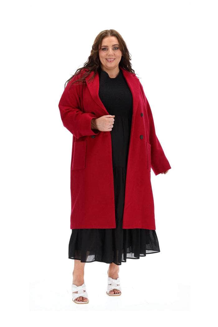 berry red coat plus size