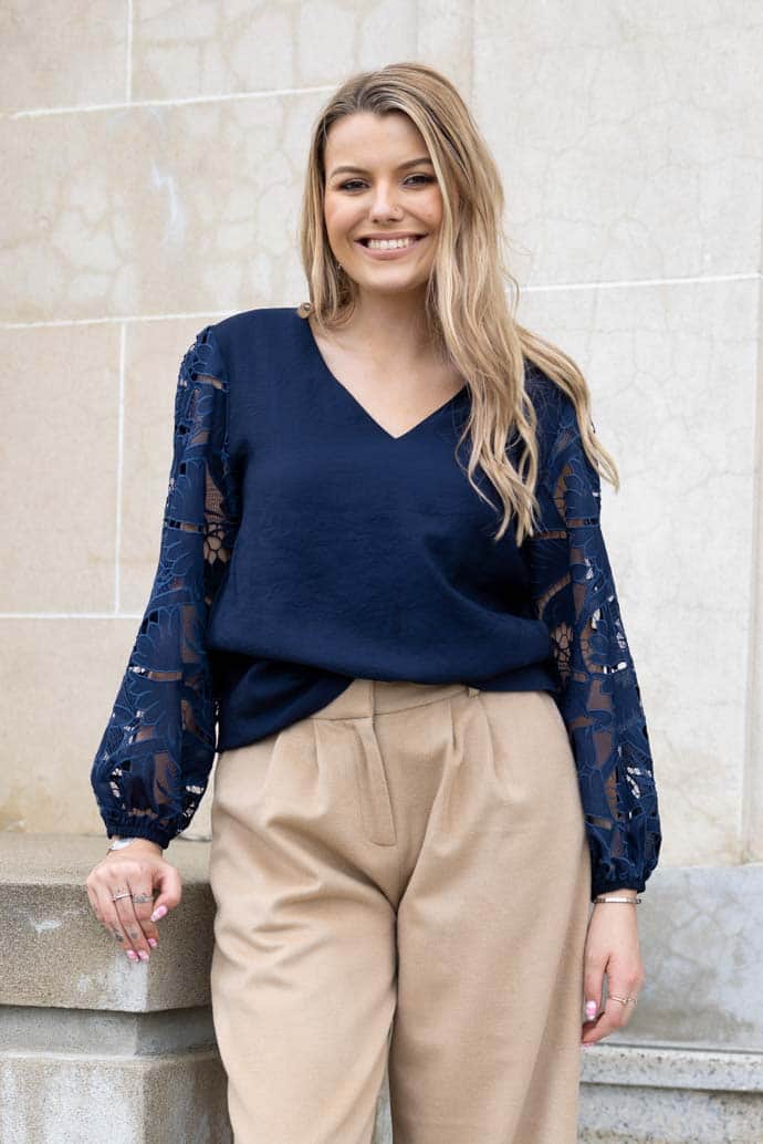 navy vneck top