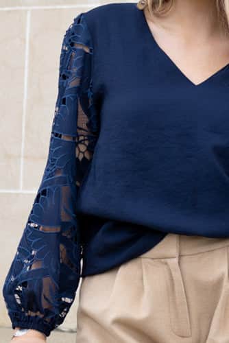 Mapua V Neck Blouse Navy 4