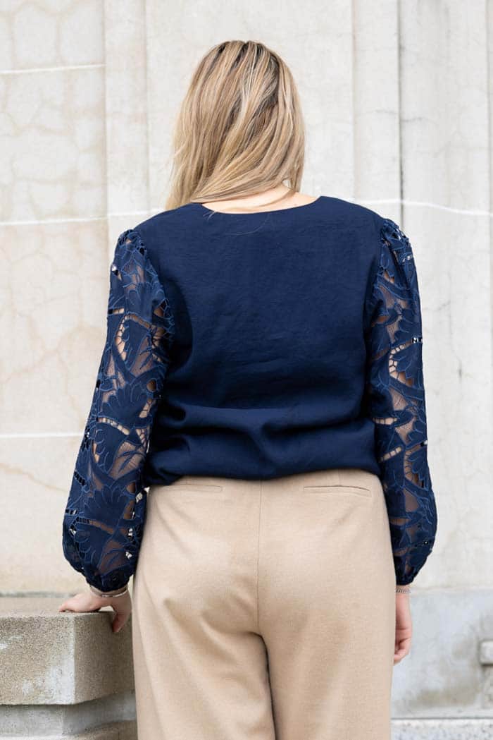 Mapua V Neck Blouse Navy 3