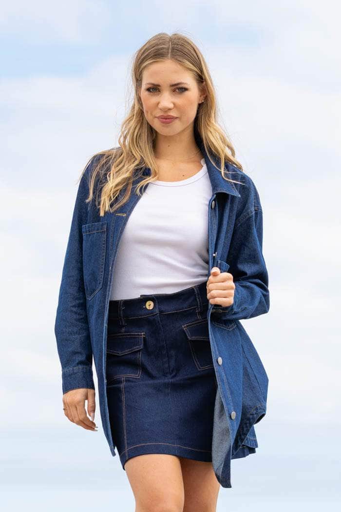 navy denim shirt oversized