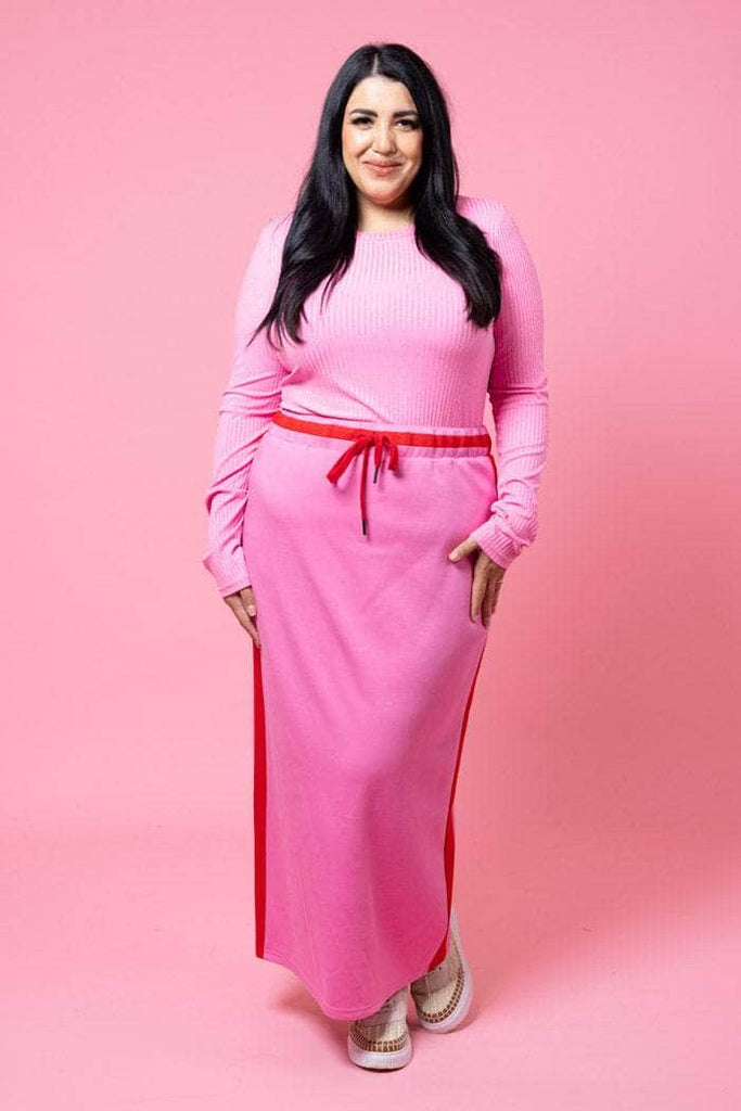 Maxi Skirt Pink Jumper Skirt Outfit Sweater Outfit Long Winter