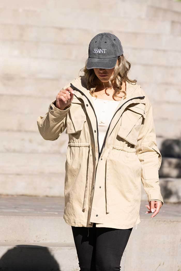 beige jacket shiort trench coat