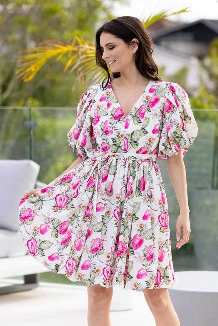 strawberry print bubble dress