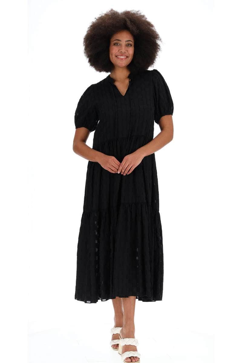 black check midi dress